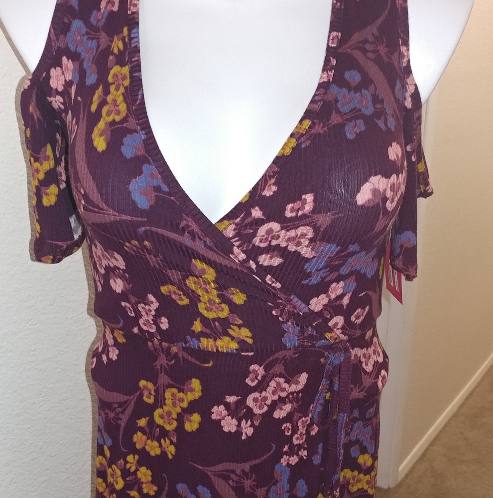 Cold shoulder wrap dress